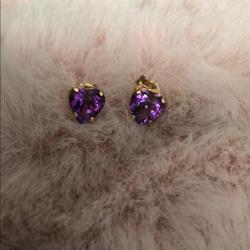 Heart shaped amethyst earrings
